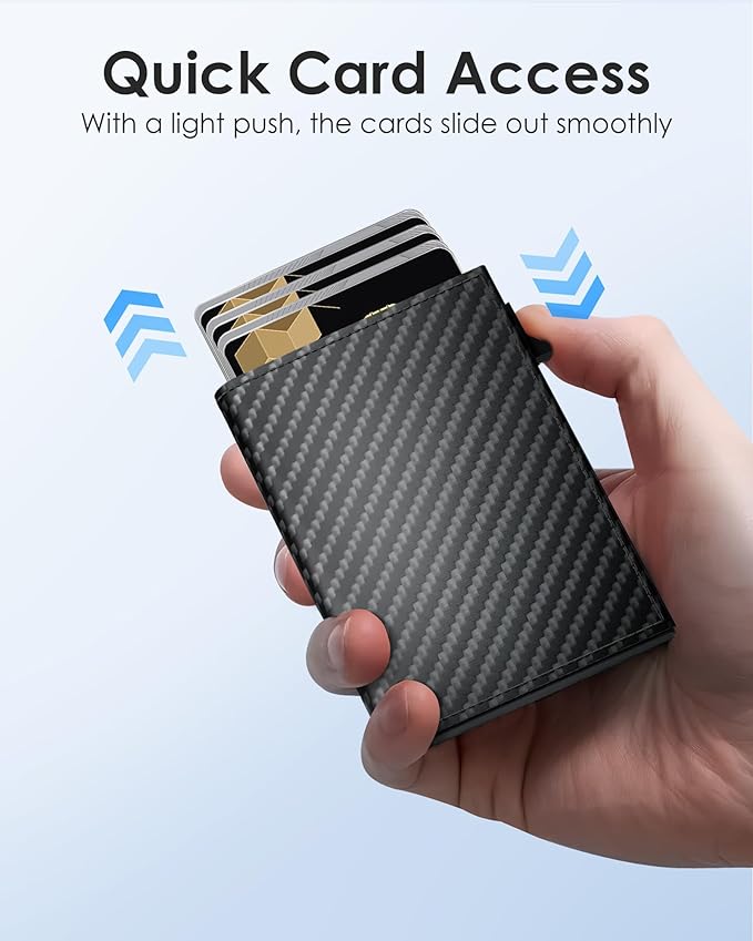 QLD RFID Wallet for Men - Smart Pop up Card Holder - Trifold, Slim, Minimalist Wallet for Front Pocket, 9-11 Cards Capacity | ID Window | Cash Slot | Magnetic Closure