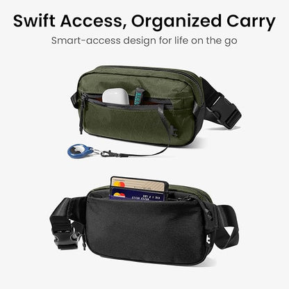 tomtoc 1.5L X-Pac Sling Bag with RFID Blocking, Crossbody Bag Minimalist Chest Shoulder Pack for Men/Women, Water-resistant Lightweight Casual Funny Pack for Travel, Daily Commute