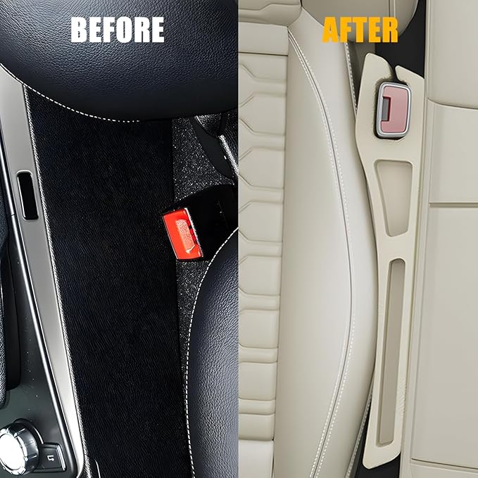 Car Seat Gap Filler, 2PCS Crevice Blocker Stopper Between Vehicle Seat Console, No Drop Automotive Fill Crevice Guard Interior Accessories, Universal for SUV Truck Sedan (Beige)