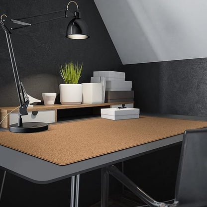 MAIDERN 47.2" x 23.6" XXL Cork & Leather Desk Mat, Reversible Full Desk Mouse Pad Protector (Black)