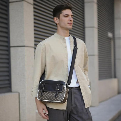 Crossbody Bag for Mens, Pu leather Cross Body Purse, Multi Pocket Shoulder Bag Messenger Bag for Travel Work Daily