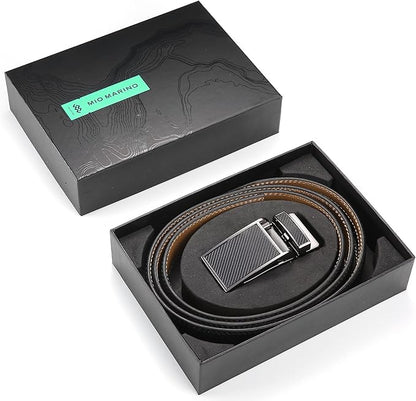 Marino Avenue Ratchet Belt for Men. Adjustable Leather Dress Belt with 38 Easy to Click Into Place Ratchet Closures.