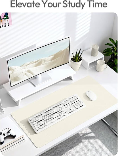 YSAGi Leather Desk Protector, Office Mat, Large Mouse Mat, Non-Slip PU Leather Blotter, Laptop Desk Pad, Waterproof Writing Pad for Office and Home (Cream, 47.2" x 23.6")