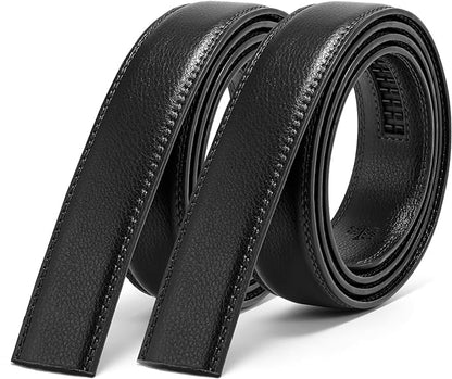 JASGOOD Ratchet Belt Replacement Strap 1 1/8", Leather Belt Strap for 35MM Slide Click Buckle