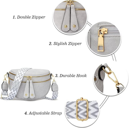 KKXIU Crossbody Sling Bag for Women Trendy Fanny Pack Vegan Leather Chest Bag | Trendy