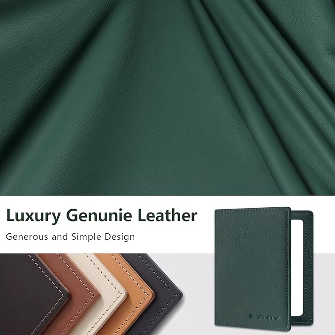 BAPHITY Genuine Leather RFID Blocking Passport Holder Wallet with Zipper Hidden Pocket,Luxury Cover for Men Women,Ideal Gift-green