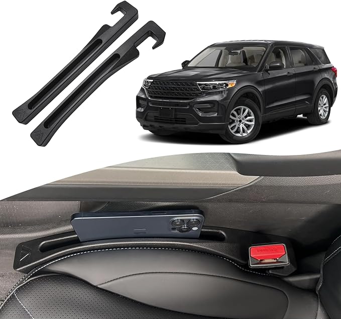 Ford Explorer Seat Gap Filler, Car Seat Gap Filler Organizer Stop Things from Dropping Customized Interior Accessories for Ford, Black Pack of 2