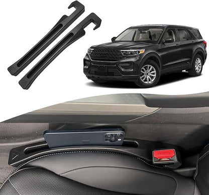 Ford Explorer Seat Gap Filler, Car Seat Gap Filler Organizer Stop Things from Dropping Customized Interior Accessories for Ford, Black Pack of 2