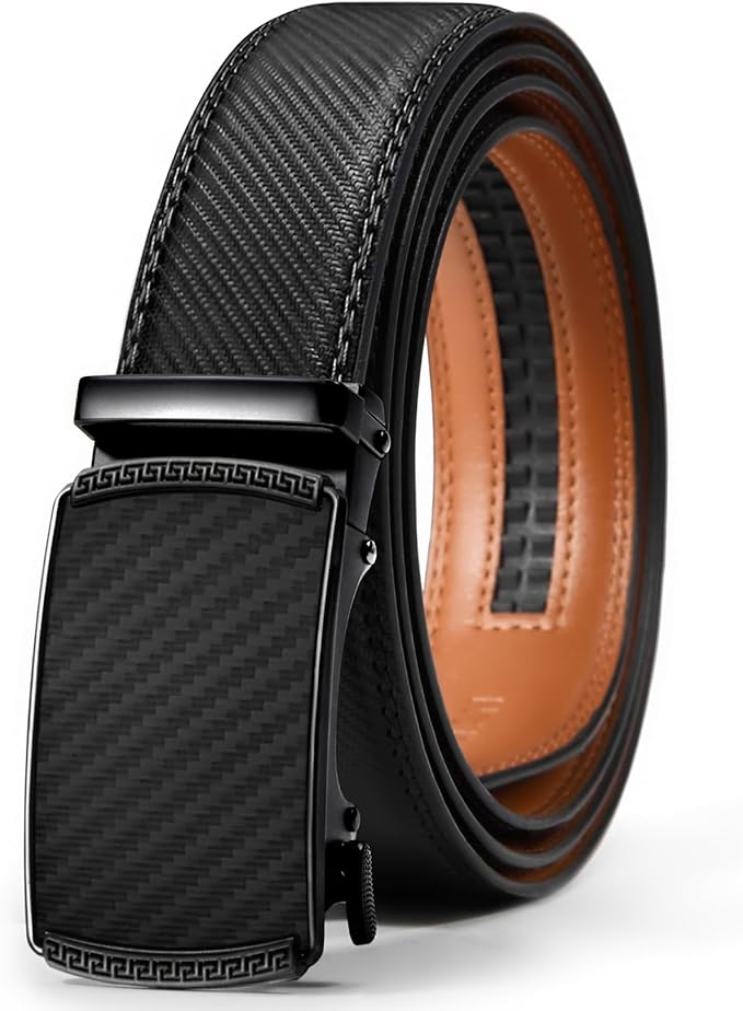 VATAN Men's Belt Leather Ratchet Belt for Men Dress Casual Every Day with Adjustable Buckle, Trim to Fit