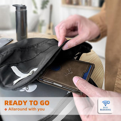 BULLIANT Men Wallet Airtag&Standard Use,Slim Front Pocket Wallet Money Clip for Gifg Men RFID Blocking 11Cards