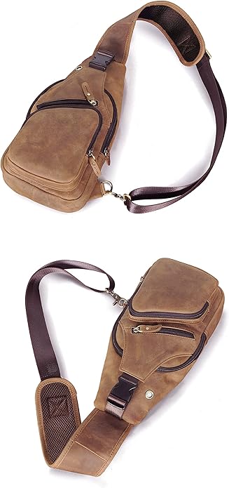 Le'aokuu Men Fashion Casual Tea Designer Travel Hiking Crossbody Chest Sling Bag Rig One Shoulder Strap Bag Men Leather 8015 | Fashion, Casual, Tea, Designer, Travel, Hiking