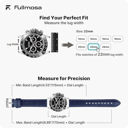 Fullmosa Watch Band, Quick Release Leather Watch Strap for Men Women, Replacement Bands Width 12mm 14mm 16mm 18mm 19mm 20mm 21mm 22mm 24mm