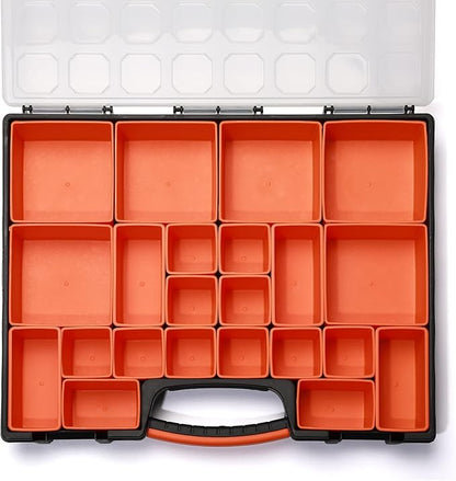 AIRTOON 2PCS Multi-Purpose Toolbox, Professional Organizer with 22 Bin Compartments, Box Organizer for Hardware, Screws, Bolts, Nuts, Nails, Tools, Arts