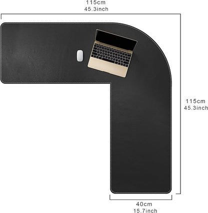 Mydours XXL 46"x46"x16" L Shaped Desk Mat, Extra Large L Shaped Desk Pad with Smooth PU Leather Surface & Suede Base, L Shaped Mouse Pad for Home Office Desks, Office Desk Workstation (Black)
