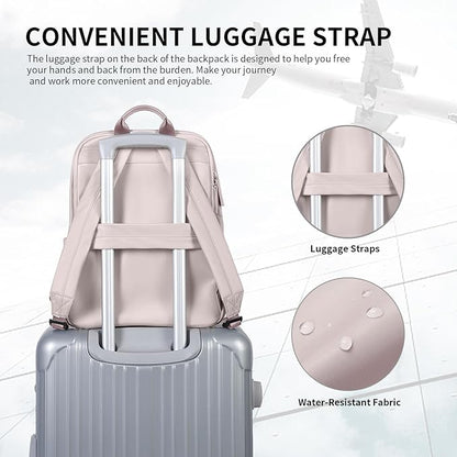 Laptop Backpack for Women,Carry on Travel Backpack Casual Work Business Backpacks Purse College,14 Inch,Light pink