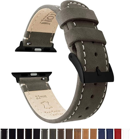 BARTON WATCH BANDS - Top Grain Leather Watch Bands Compatible with Apple Watch Models - 1, 2, 3, 4, 5, 6, 7, 8, 9, 10, SE, Ultra & Ultra 2