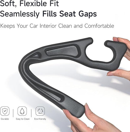 Car Seat Gap Filler Set of 2, 3-in-1 Seat Gap Filler with Organizer & Hook, Soft Foam Gap Stopper Universal Fit for Car SUV Truck, Prevent Items Dropping Between Seat and Console