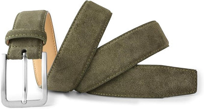 Men's Belt Casual Genuine Leather Suede Belts for Men 1 3/8" Wide Elegant Golf Dress Belt