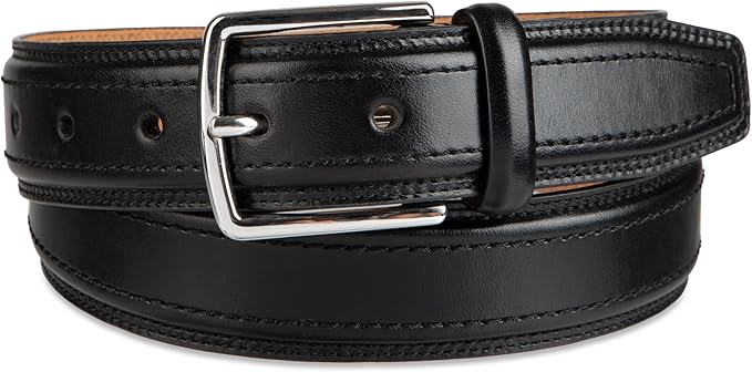 Cole Haan Men's Black Leather Dress Belt - Classic Style With Polished Buckle for Work Or Formal Wear