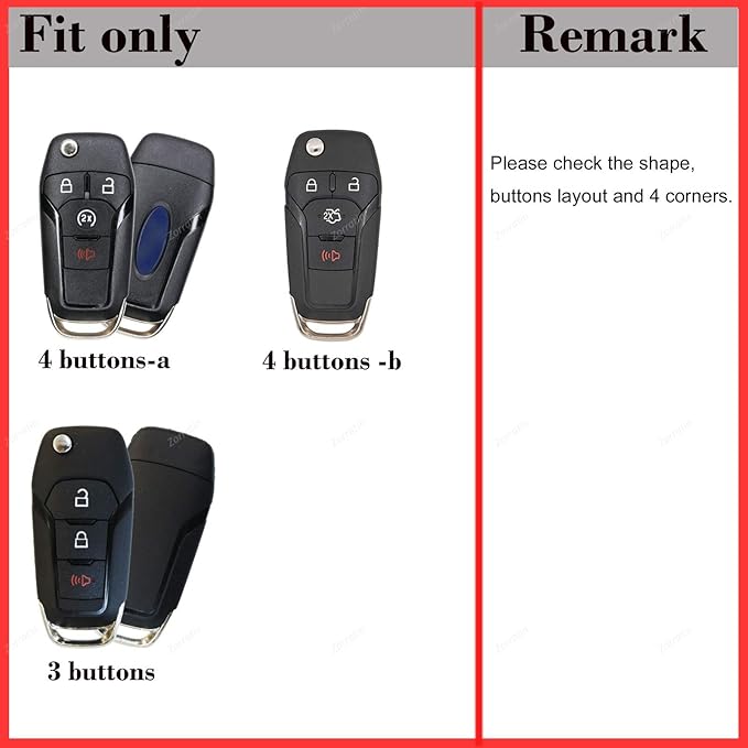 Silicone Rubber Key Fob Covers Protector for Ford F150 F250 F350 F450 F550 Raptor Ranger Transit Fusion Bronco Lightning Maverick XLT (Flip Key)