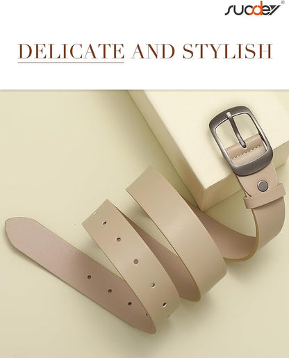 SUOSDEY Women Belts For Jeans Dresses Pants Ladies Leather Waist Belt with Elegant Buckle, Width 1.3"