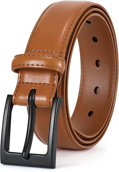 XZQTIVE TSA Belt For Men Metal Free Dress Belts Hypoallergenic Leather Belt With Black Buckle Nickle Free
