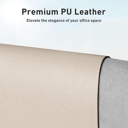Aothia Faux Leather Desk Mat - Non-Slip PU Leather Desk Blotter, Waterproof Writing Surface, Large Desk Pad for Office & Home (Eggshell, 55" x 17")