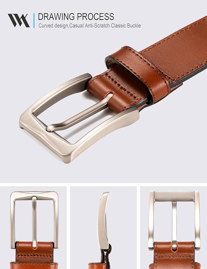 WOLFANT Men's 35mm Dress Casual Belt,100% Italian Full Grain Real Solid Leather