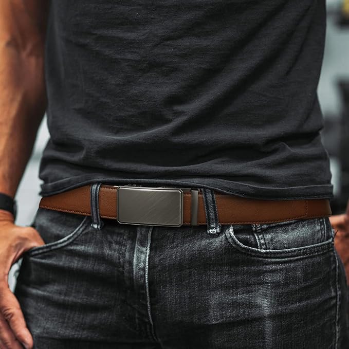 Zitahli Ratchet Belts for Men,Adjustable for Gift mens belt Leather For Dress and Casual Trim to Fit,Men's Accessories