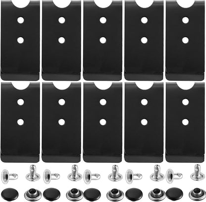 Frienda 10 Pcs Metal Belt Clip Buckle Spring Hook Belt Clip with 10 Pairs Rivets for Bag Leather DIY(Black)