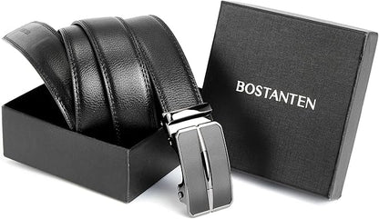 BOSTANTEN Mens Belt Leather Ratchet Belt For Men Dress and Casual with Adjustable Buckle, Trim to Fit