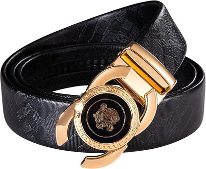 Dubulle Designer Ratchet Belt for Men Leather Fashion Adjustable Automatic Buckle Sliding Removable Dress Casual