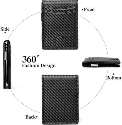 Slim Wallet for Men Bifold RFID Blocking Front Pockets Wallet Credit Card Holder Minimalist Leather Money Clip Mens Wallet with 12 card Slots