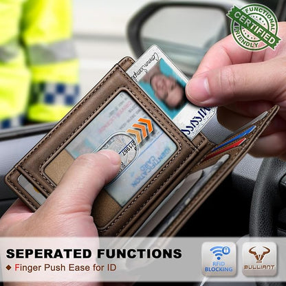 BULLIANT Men Airtag Wallet,Slim Wallet Money Clip Card Holder Magnetic Closure 12 Cards in Front Pocket RFID Blocking