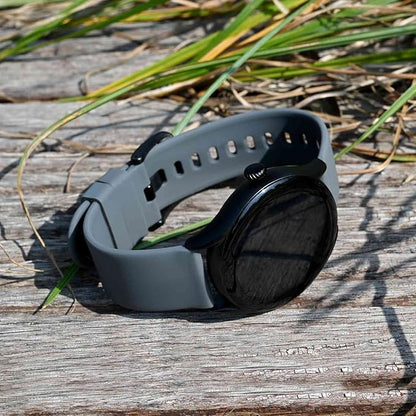 BISONSTRAP Silicone Watch Bands, Slim Watch Straps with Quick Release, 20mm, Grey with Black Buckle