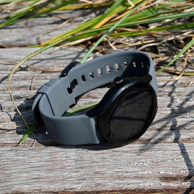 BISONSTRAP Silicone Watch Bands, Slim Watch Straps with Quick Release, 22mm, Grey with Black Buckle