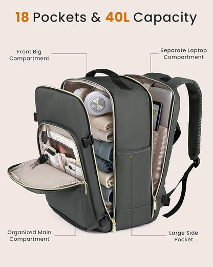 LOVEVOOK 50L Large Travel Backpack for Women Men Fits 17 Inch Laptop, Carry on Backpack for Traveling on Airplane, Personal Item Bag Airline Approved, Business Causal Weekender Backpacks