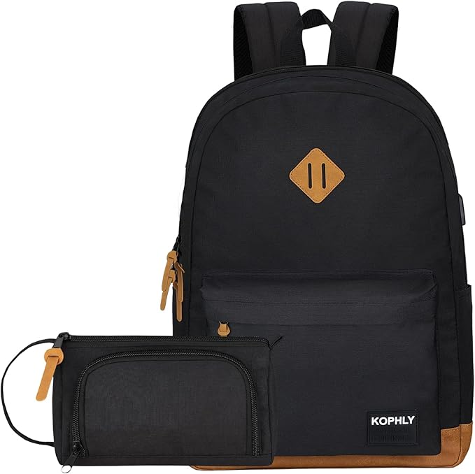 Lightweight Travel Laptop Backpack, Backpack with USB Charging Port For Men and Women, Carry-on Back pack, Casual Work Bag(Black Set)