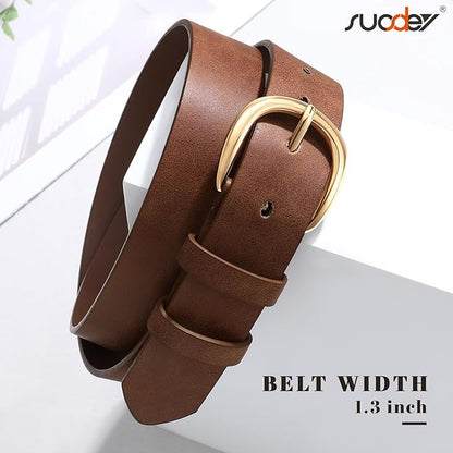 SUOSDEY Womens Casual Leather Belt for Jeans Dress Pants,Fashion Ladies Waist Belt