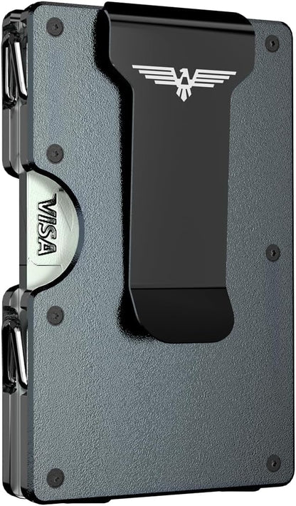 Lenvoten Upgraded Hinged Minimalist Wallet for Men | Slim Metal RFID Blocking Wallet | Credit Card Holder & Money Clip Holds 20 Cards | Premium Scratch-Resistant Finish | Ideal Gift for Men