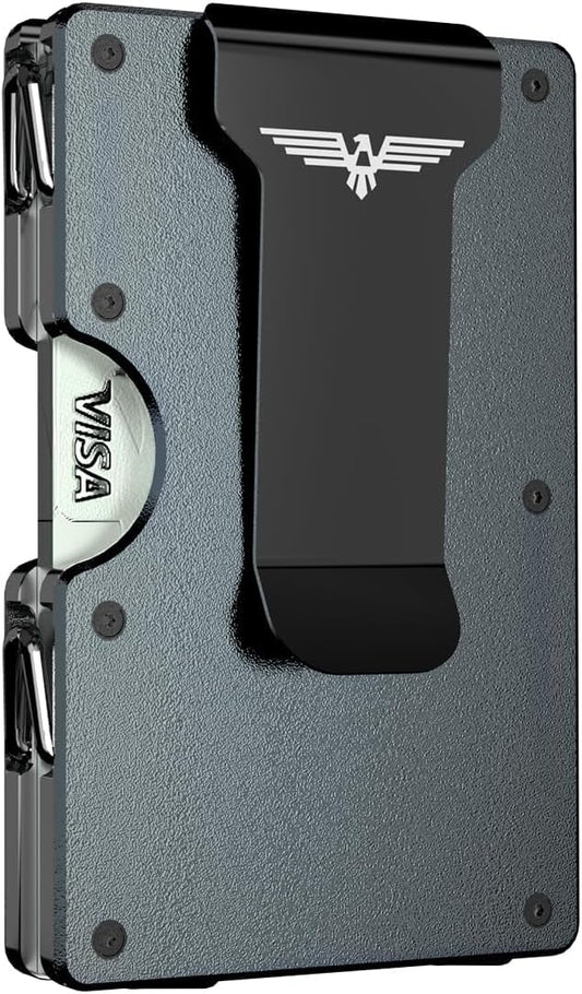 Lenvoten Upgraded Hinged Minimalist Wallet for Men | Slim Metal RFID Blocking Wallet | Credit Card Holder & Money Clip Holds 20 Cards | Premium Scratch-Resistant Finish | Ideal Gift for Men