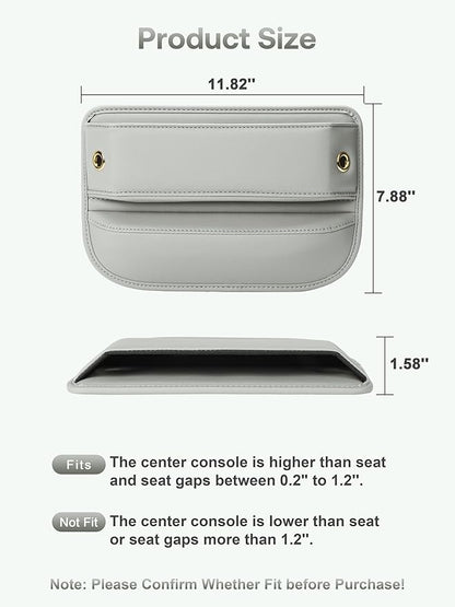 Premium Leather Car Seat Gap Filler Organizer (0.2”-1.2" Gaps), Clever Gifts for Car SUV Truck Owners (Beige, 2 Pack)