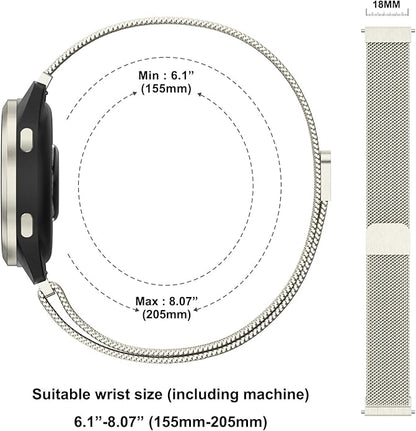 18mm Metal Bands for Garmin Venu 3S / Venu 4 41mm / Venu 2S / Vivoactive 4S / Vivomove 3S / Forerunner 265s Watch Bands, Quick Release Stainless Steel Metal Replacement Wristband Strap for Garmin Forerunner 255s/265s Bands Women Men