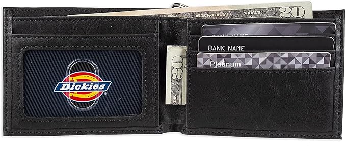 Dickies Men's RFID Everyday Leather Bifold Chain Wallet Black