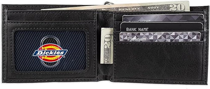 Dickies Men's RFID Everyday Leather Bifold Chain Wallet Black