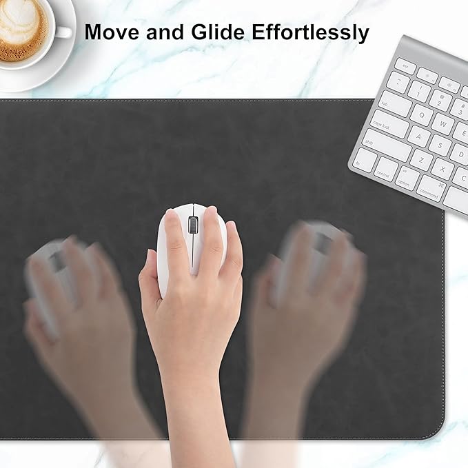 Leather Desk Pad Protector, Office Desk Mat, Large Laptop Mouse Pad, PU Non-Slip Desk Blotter, Waterproof Writing Pad, Computer Keyboard Mat for Desktop 39.4 x 17 inch (Black)