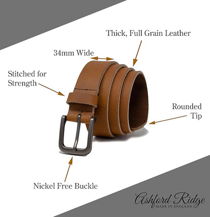 Ashford Ridge 34mm (1.25") Full Hide Leather Belt - Made in England