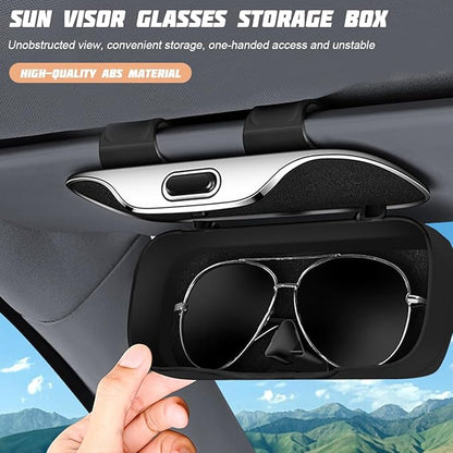 zipelo Sunglasses Holder for Car Sun Visor, Protective Automotive Eyeglasses Storage Case Hanger, Soft Vehicle Interior Glasses Organizer Box Accessories, Universal Fit (Carbon Fiber)