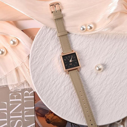 WOCCI 15mm Grace Leather Watch Band for Ladies, Top Grain Leather, Quick Release Replacement Strap with Rose Gold Buckle (Tea)
