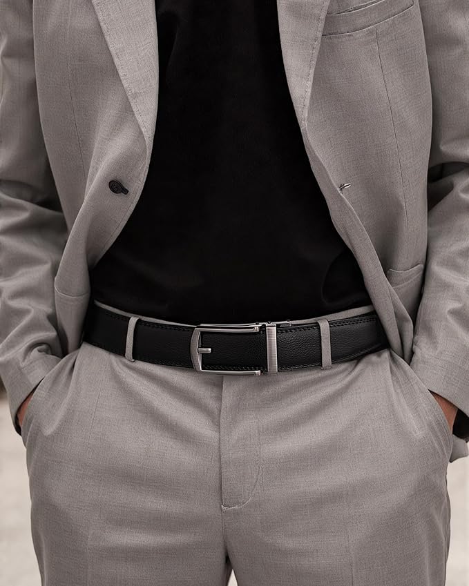 MILORDE Men's Leather Ratchet Belt - 35mm - Customizable Fit